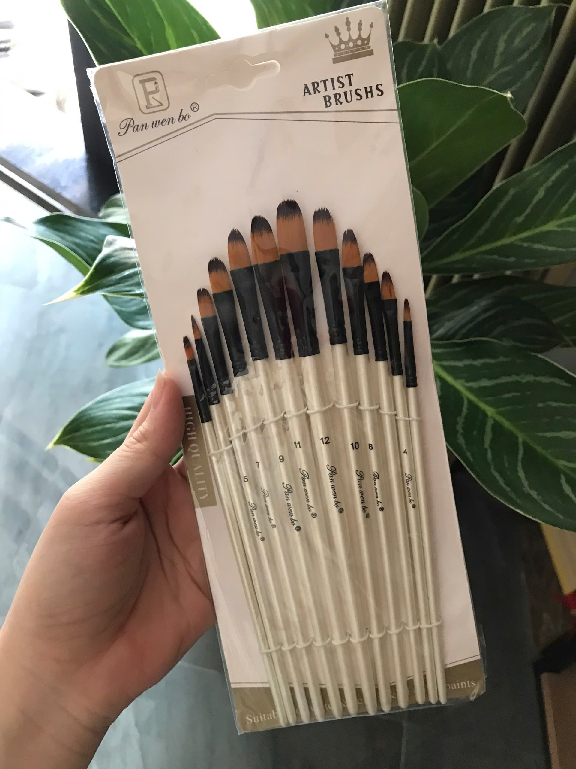 Bộ cọ vẽ tranh 12 cây đầu vuông / đầu oval/ đầu nhọn/ đầu vát xéo