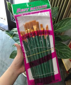 Bộ cọ vẽ tranh loại lớn đầu vuông 12 cây lông mềm, lên màu đều