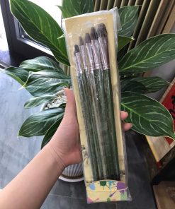 Bộ 6 cọ vẽ cán xanh lông chồn cao cấp dùng cho acrylic, sơn dầu