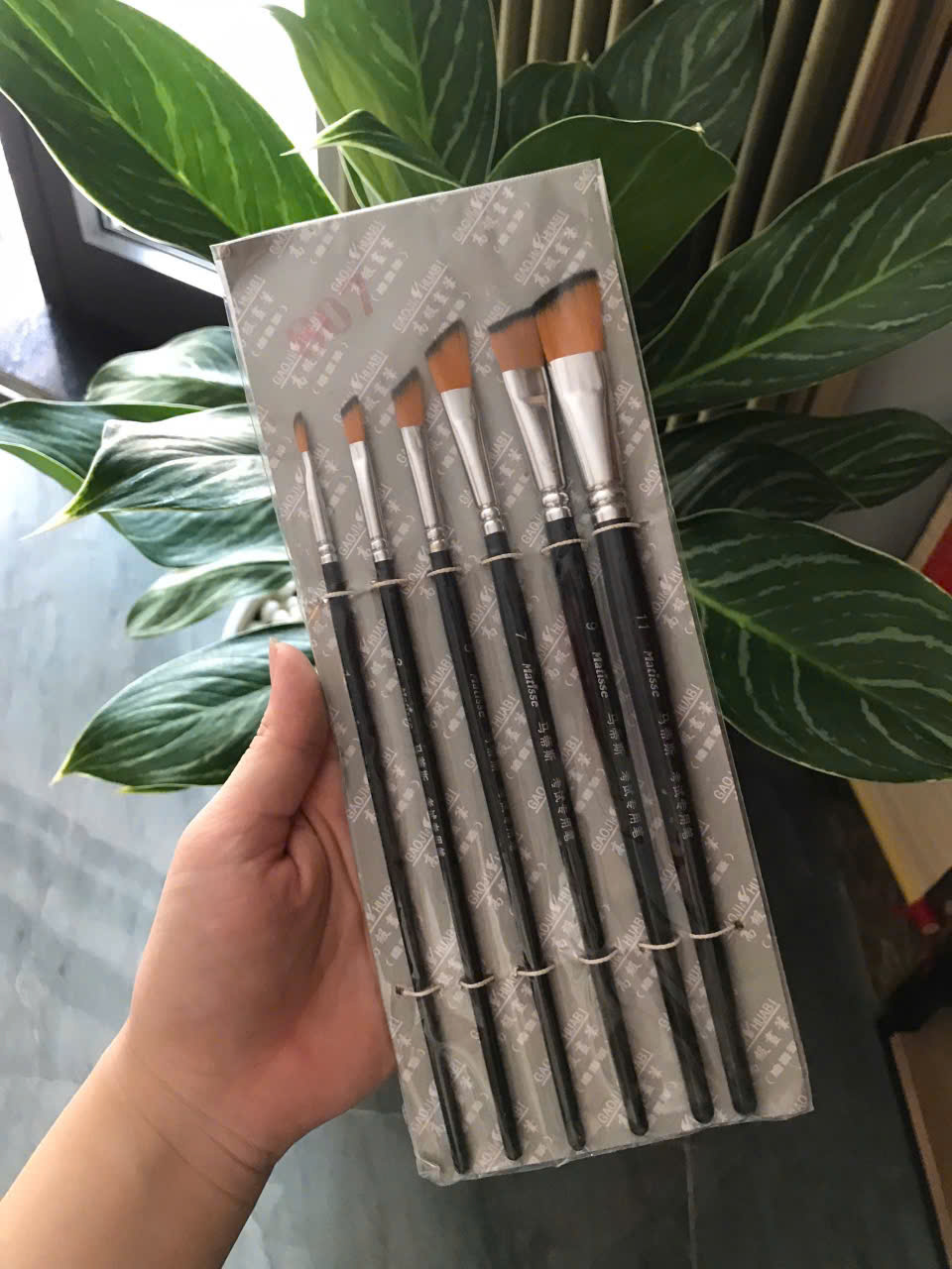 Bộ cọ vẽ tranh đầu vát xéo 6 cây flat brush lông mềm